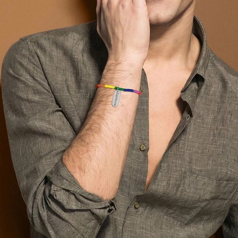 Rainbow Braided Bracelet with SS Tag