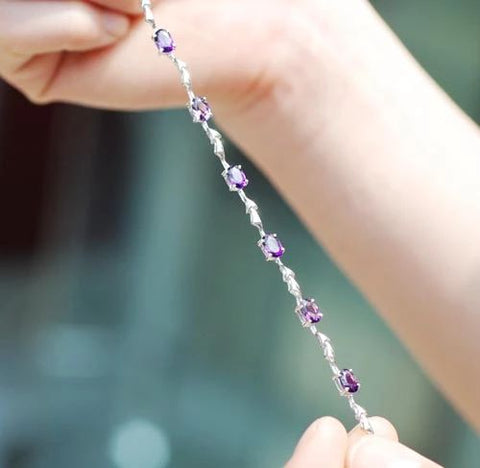 .925 Silver Bracelet -Amethyst Crystal GINSTONELATE2