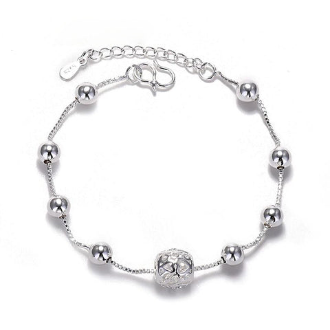 Pure Silver Bracelet for Women Hollow Bead Chain Charmhouse Store