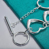 925 Sterling Silver Solid Full Six Heart Chain Bracelet for Women