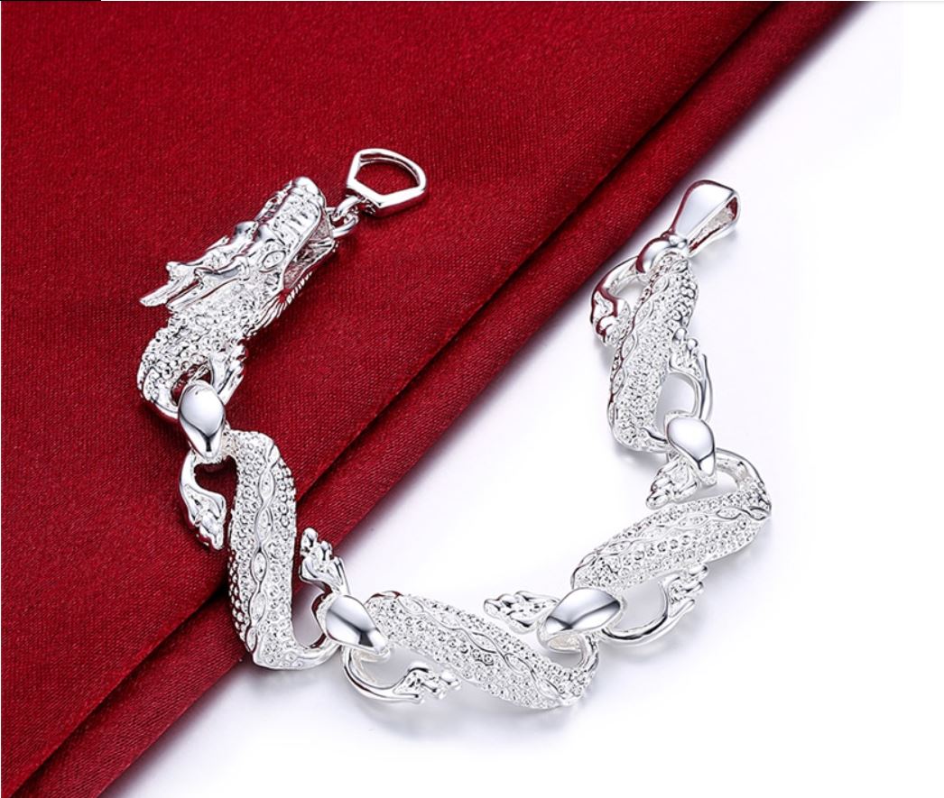 Mens silver online dragon bracelet