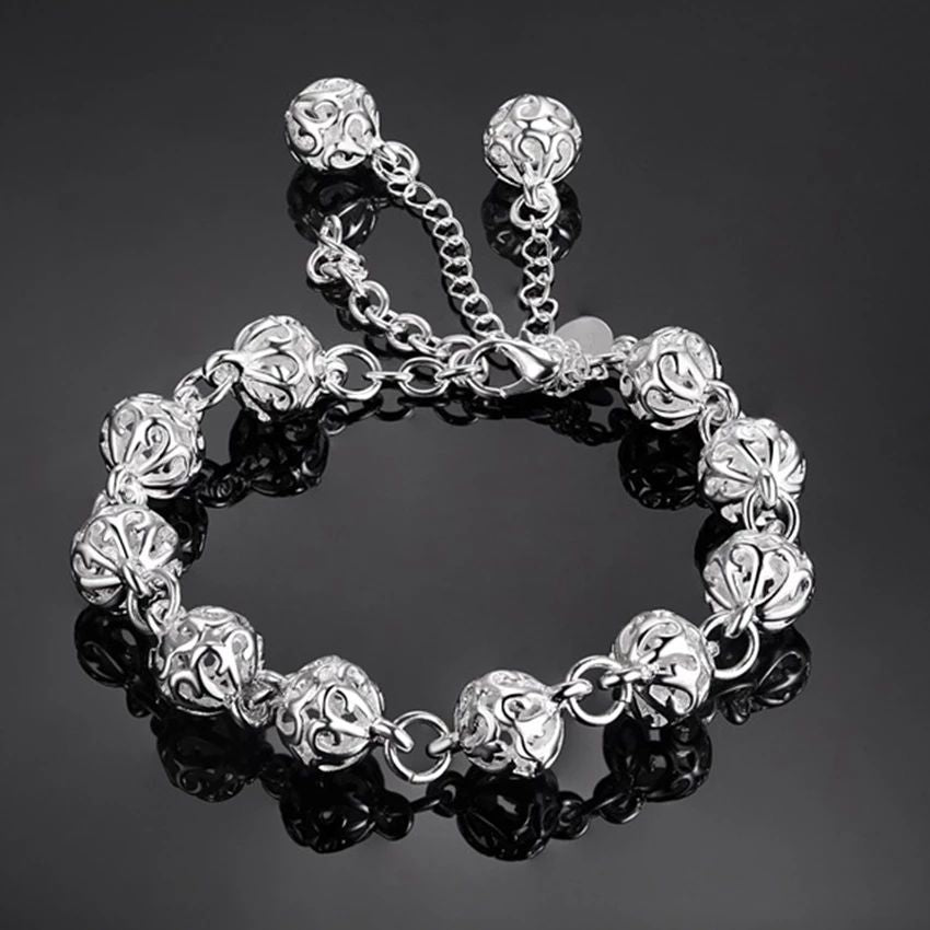 Mens silver ball bracelet discount
