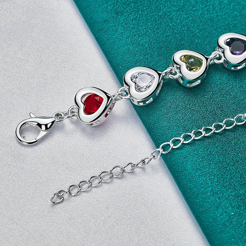 Heart inlaid With Multi-color AAA Zircon Bracelet
