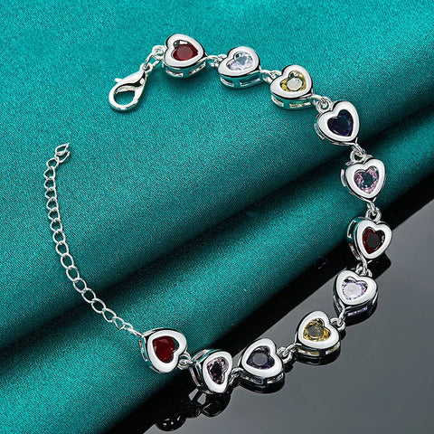 Heart inlaid With Multi-color AAA Zircon Bracelet
