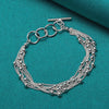 925 Sterling Silver Smooth Beads Multi-Chain Bracelet Doteffil