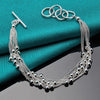925 Sterling Silver Smooth Beads Multi-Chain Bracelet Doteffil