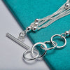 925 Sterling Silver Smooth Beads Multi-Chain Bracelet