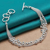 925 Sterling Silver Smooth Beads Multi-Chain Bracelet Doteffil