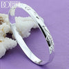 925 Sterling Silver Flower Rose Cuff Opening Bangle Bracelet