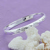 925 Sterling Silver Flower Rose Cuff Opening Bangle Bracelet