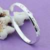 925 Sterling Silver Flower Rose Cuff Opening Bangle Bracelet