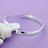 925 Sterling Silver Flower Rose Cuff Opening Bangle Bracelet