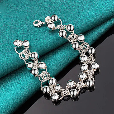 925 Sterling Silver Full Grape Beads Chain Bracelet