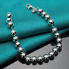 Sterling Silver 6mm Smooth Beads Ball Bracelet Chain