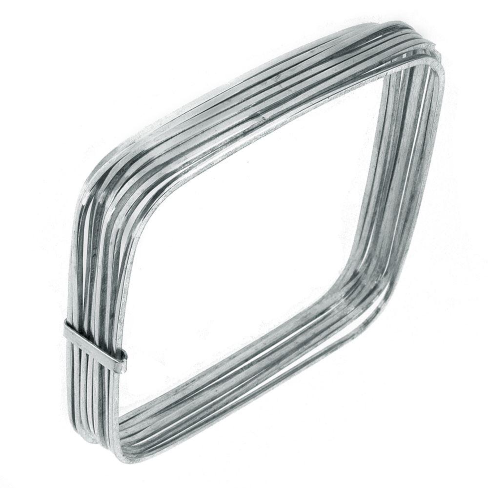 .925 Sterling Silver Bangle - 7 Squares  Clasped Plain 20mm