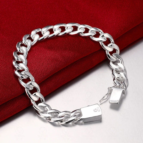 Sterling Silver 10 mm Men's Square Buckle Bracelet
