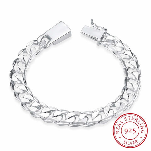 Sterling Silver 10 mm Men's Square Buckle Bracelet