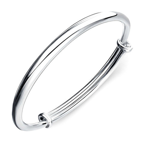 Fashion Sterling Silver Expandable Bangle Plain