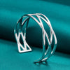 925 Sterling Silver Interwoven Adjustable Bangle DOTEFFIL