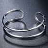 925 Sterling Silver Two-line Adjustable Bangle Cuff URPRETTY