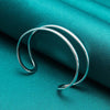 925 Sterling Silver Two-line Adjustable Bangle Cuff URPRETTY
