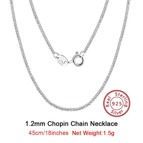 Genuine Silver 1.2mm Chopin Chain Necklace Rinntin