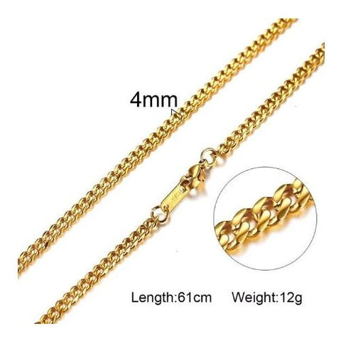 Gold Curb 4mm Chain Necklace