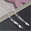 .925 Silver Italian Figaro Chain Necklace 4mm