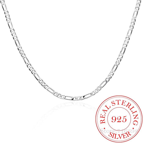 .925 Silver Figaro Chain Necklace 4mm