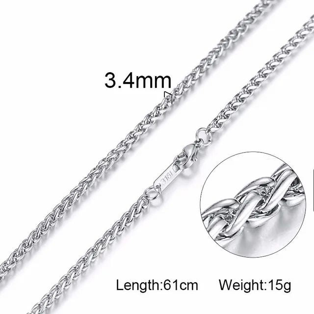 Silver 3.4mm Palma Chain Necklace