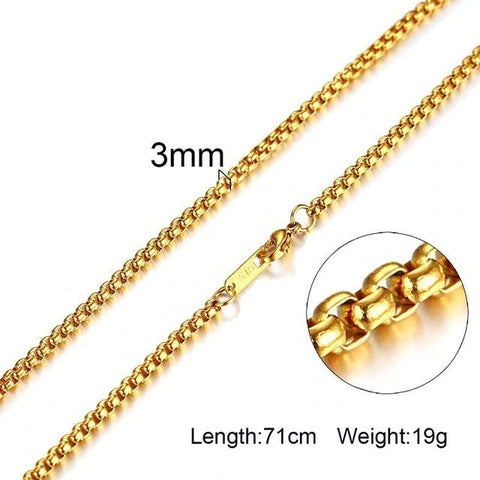 Gold Round Box 3 mm Chain