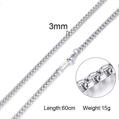 Silver 3mm Round Box Chain VNOX