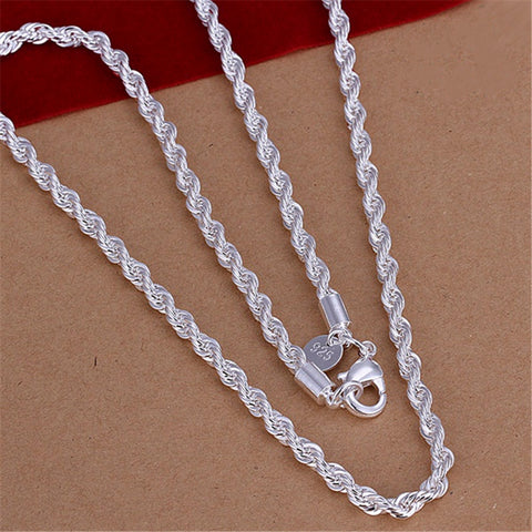 Silver Rope Chain Necklace 3mm