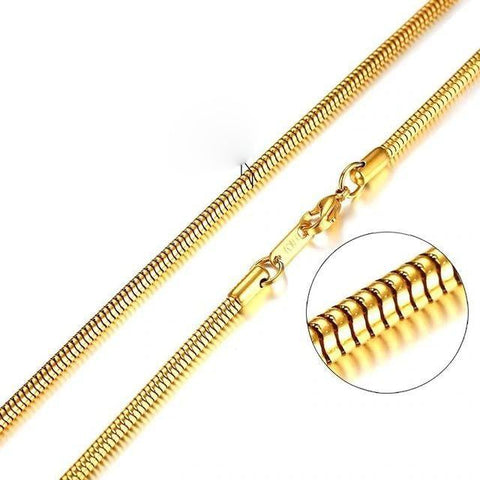 Gold Flattened Snake Chain Necklace VNOX