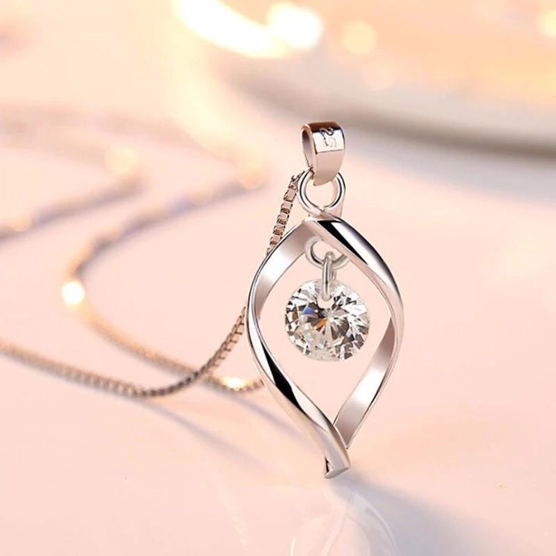 Sterling Silver CZ Pendant with 45cm Box Chain