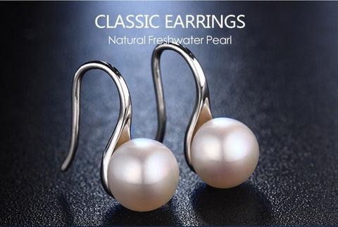.925 Sterling Silver Natural Pearl Drop Earrings