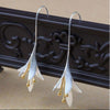Sterling silver- Four Leaf Lily Flowers with Gold Accent Earrings