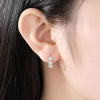Silver Needle New Crystal Zircon Five Leaf flower Hoop Earrings