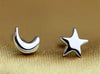 Star and Moon Silver Stud Earrings