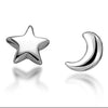 Star and Moon Silver Stud Earrings