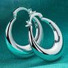 925 Sterling Silver U-Shaped Round Hoop Earrings