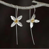 .925 Sterling Silver Open Lily Gold tipped Earrings
