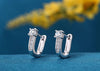 .925 Sterling Silver Rhinestone Inlaid Buckle Earrings