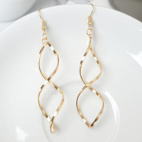 Gold Double Loop Drop Earrings