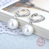Genuine Silver Freshwater Pearl Hoop Earrings