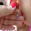 Flower Drop Earrings 925 Sterling Silver Purple CZ Zircon Crystal