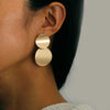 Gold/Silver Round Double Drop Earrings