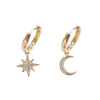 Star & Moon Asymmetric Hoop Earrings