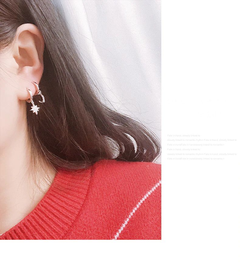 Star & Moon Asymmetric Hoop Earrings
