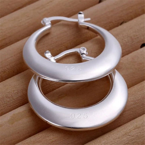 Silver Hoop Latch Earrings